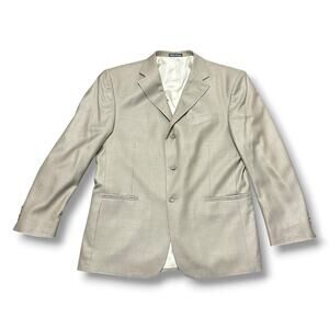 Oscar de la Renta Silk Wool Beige Blazer Sport Coat Jacket Summer Wedding 44R